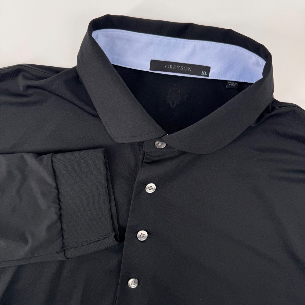 Greyson Polo Shirt Men XL Black Long Sleeve Performance Stretch Golf 9878